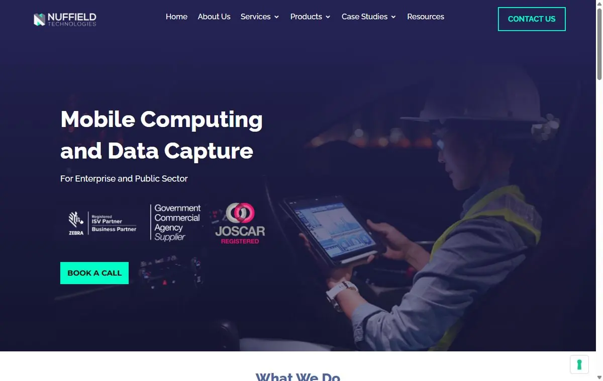 Screenshot of the Nuffield Technologies homepage